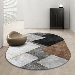 Nordic Oval Geometric Carpet Living Room Large Area Home Bedroom Bedside Carpets Study Coffee Table Balcony Nonslip Rug 240401