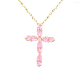 Pendant Necklaces Yoiumit Crystal Zircon Key Cross Necklace For Women Girls Punk Gold Color Chain Party Jewelry Birthday Gift