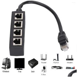 Computer Cables Connectors S 4 In 1 Rj45 Lan Connector Ethernet Network Splitter Adapter Male To 2/3/ Port For Networking Extension Dr Otcit