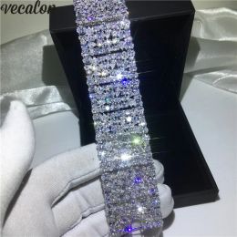 Bangles Vecalon Luxury Lady Big Bracelet AAAAA Cubic Zirconia White gold filled Engagement wedding Bracelet for women Bridal Jewelry