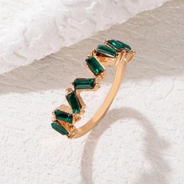 Cluster Rings Metal Jewelry Universal Alloy Green Stone Single Ring Geometric Irregular For Men And Women