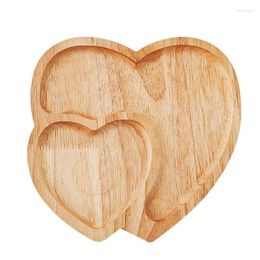 Plates Heart Serving Tray Wood Dinner Plate Fruit Romantic Home Tea Creative Double-Heart Wooden Valentines Platter For Date
