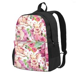 Storage Bags Backpack Cute Animal Pig Floral Casual Printed School Book Shoulder Travel Laptop Bag For Womens Mens