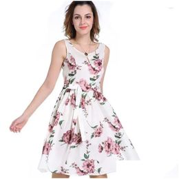 Basic Casual Dresses Summer Selling Round Neck Retro College Winds Sleeveless Halter Back Waist Printed Short Dress Drop Delivery Appa Dh4Q6