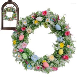 Decorative Flowers Colorful Eggs Spring Wreath Easter Egg Farmhouse Window Door Hangings Decorations Happy 2024