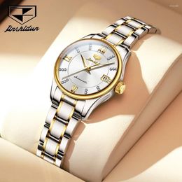 Wristwatches JSDUN 8933 Fashion Mechanical Watch Gift Round-dial Stainless Steel Watchband Week Display Calendar