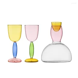 Wine Glasses High Borosilicate Colored Glass Handmade Internet Celebrity Creative Goblet Bordeaux Red Cup Decanter Party Drinkware