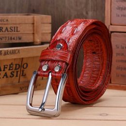 Belts Fashionable and casual mens leather crocodile belt with safety pin buckle mens jeans and denim high-quality belt Q240401