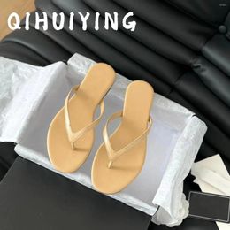 Slippers 2024 Est Summer Genuine Leather Thongs Woman Flip-Flops Beach Shoes Slides Outdoor Handmade Sapato Feminino