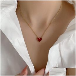 Pendant Necklaces 2022 Arrivals Acrylic Material Red Heart Necklace Titanium Steel 18 K Gold Plated Choker Factory Wholesale Drop Deli Dhv12
