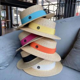 Wide Brim Hats Ins Net Red Hat Women's Wheat Straw Flat Fashion Top Sunscreen Vacation Beach