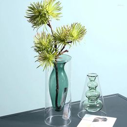 Vases Clear Double Glass Vase Hydroponic Plant Container Desktop Crafts Modern Wedding Living Room Decoration