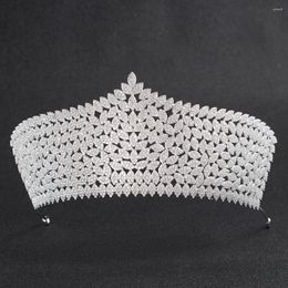 Hair Clips Crystals CZ Cubic Zirconia Wedding Bridal Big Royal Tiara Diadem Crown Women Prom Jewelry Accessories CH10034