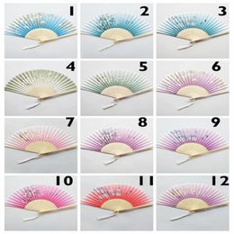 Vintage Silk Folding Fan Chinese and Japanese Bamboo Tassel Plum Blossom Dance Hand Wedding Craft Ornament Home Decoration 240325