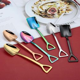 Coffee Scoops Spoon Tea-spoon Cutlery Set Stainless Steel Retro Iron Shovel Ice Cream Scoop Creative Birthday Gift Tableware