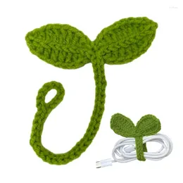 Party Decoration Knitted Crochet Leaf Sprout Multifunctional Bookmark Decor Green DIY Craft Cute Accessories Gift For Year