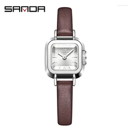 Wristwatches SANDA 1117 Women's Quartz Watch Fashion Business Elegant Design Square Dial Waterproof Analogue Wrist For Ladies Clock Gift