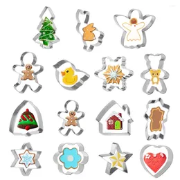 Baking Moulds 15Pcs/set Christmas Cookie Cutter Set Gingerbread Xmas Tree Mould Cake Decoration Tool DIY Biscuit Mould