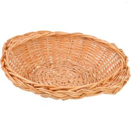 Dinnerware Sets Woven Fruit Basket Wicker Storage Baskets Rectangle Natural For Home Fruits Bread Holder Tray