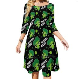 Casual Dresses Funny Vegan Gifts-Broccoli Rocks! Evening Party Midi Sexy Dress Female Sweet One Piece Korean I Love Broccoli