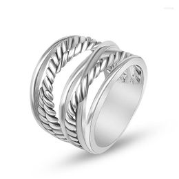 Cluster Rings Jade Angel White Gold Plated Brass Twisted Crossover Collection Ring For Women Men Stylish Chic Design Jewelry Drop Del Dh27Y