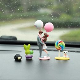 Decorative Plates Car Accessories Interior Woman Decoration Anime Kawaii Cartoon Couples Wedding Action Figure Dashboard Ornaments Auto