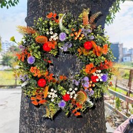 Decorative Flowers Green Eucalyptus Wreath With Welcome Sign Artificial Spring Door Wall Window Decoration Holiday Celebration