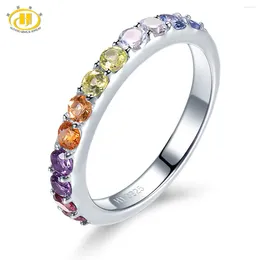 Cluster Rings Natural Multi-color Gemstone 925 Sterling Silver Ring 0.56 Genuine Fashion Style Fine Jewellery For Birthday Gift