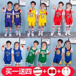 Yutuo Short sleeved Fake Two Piece Childrens Basketball Suit Set for Boys Summer Jersey Quick Drying Girls Baby Sports