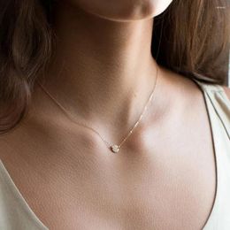 Pendant Necklaces Tiny Round Simple Stainless Steel For Women Gold Plated Dainty Small Disc Choker Necklace Jewellery Wholesale
