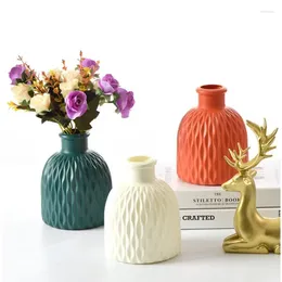 Vases 15cm Modern Flower Vase Plastic Pot Home Living Room Desktop Decoration Arrangement Vasos