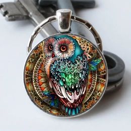 New Colored Owl Time Gemstone Keychain Metal Pendant Accessories Small Pendant