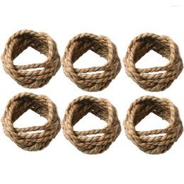 Table Cloth 6 Pcs Woven Napkin Rings Straw Holder Weaving Dinner Decor Festival Buckles