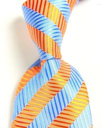 Bow Ties Classic Striped Blue Orage Tie JACQUARD WOVEN Silk 8cm Men's Necktie Business Wedding Party Formal Neck