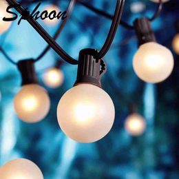 LED Strings G40 Outdoor String Lights E12 Socket 25FT 65FT TP44 Frosted Led Light Bulb Connectable US EU Plug Fairy Chain For Wedding YQ240401