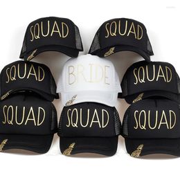 Ball Caps Pineapple BRIDE SQUAD Baseball Golden Print Style Hats Women Wedding White Black Bachelor Party Summer Lovers