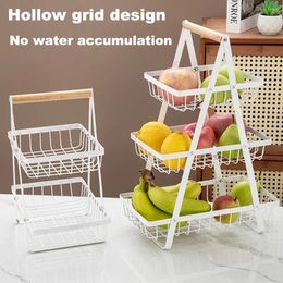 Kitchen Storage 3 Layers Detachable Fruit Basket Countertop Rectangle Metal Wire Organiser For Bread Snacks Vegetables