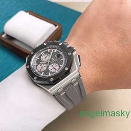 Custom AP Wrist Watch Royal Oak Offshore Series 26470IO Elephant Grey Titanium Alloy Back Transparent Mens Timing Fashion Causal Business Sports Machinery Watches