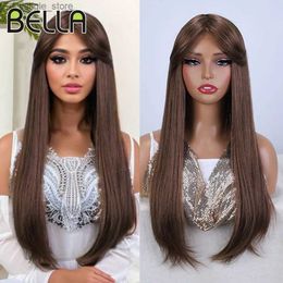 Synthetic Wigs Bella Natural 22inch Long Straight Wig Synthetic Ombre Light Blonde Wigs for Black Woman Daily Cosplay Wigs Heat Resistant Fibre Y240401