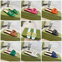 2024 women Designer slipper leather Fashion Flat bottom slide sandals best quality slippers for men women Hot unisex beach flip flops slipper brand