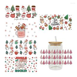 Window Stickers UV DTF Sticker Christmas Theme For The 16oz Libbey Glasses Wraps Cup Can DIY Waterproof Easy To Use Custom Decals D3306