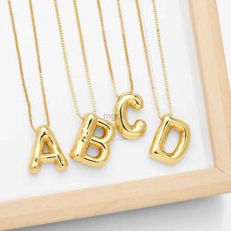 Pendant Necklaces FLOLA Polish Gold Color Initial Necklace For Women Balloon 26 Letters Custom Name Pendant Nackalce Fashion Jewelry Gift nkeb797 240330