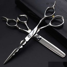 Hair Scissors Professional Hairstylist Haircut Set High-End 6-Inch Thin Clippers Traceless Teeth Scissors. Drop Delivery Products Care Dhwnr