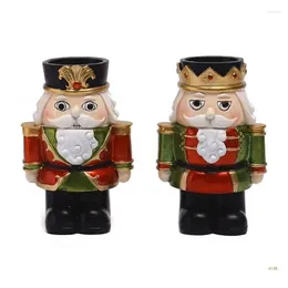 Candle Holders 41XB Christmas Holder Tea Light Resin Walnuts Soldier Candleholders Tealight