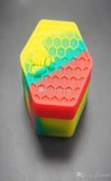 5pcslot 26ml hexagon with bee assorted Colour silicone container for Dabs Round Shape Silicone Containers wax Silicone Jars Dab co3330472