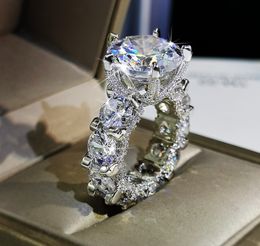 Wedding Rings Sparkling Vintage Jewellery Couple Sterling Sier Big Oval Cut White Topaz Cz Diamond Women Bridal Ring Set Gift Drop