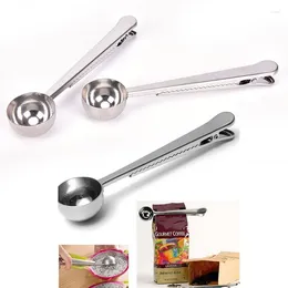 Coffee Scoops 1PC Durable Stainless Steel Spoon With Bag Clip Ground Tea Scoop Portable Seal Powder Measuring Tools