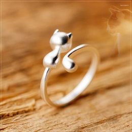 Cluster Rings Modian Classic 925 Sterling Silver Animal Finger Ring For Women Fashion Simple Lovely Kittle Free Size Fine Jewellery Bijoux