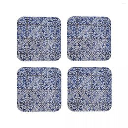 Table Mats Portuguese Tiles (Blue & White) Coasters Kitchen Placemats Waterproof Insulation Cup Coffee For Decor Home Tableware Pads
