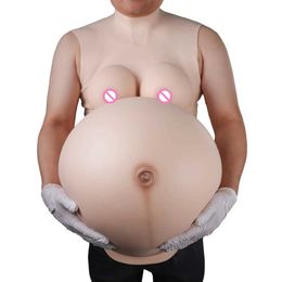 Breast Pad Ftm Trans Artificial Twins Fake Pregnant Belly With Big False Female Boobs Huge Female Breast Forms Combo Set 240330